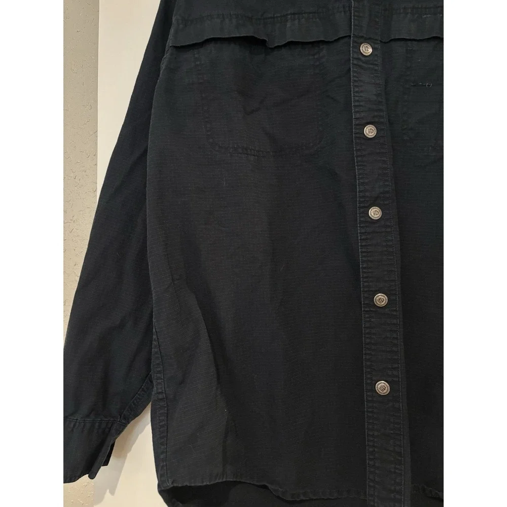 Cabelas Black Men's Buttonup‎ Shirt Long Sleeve Size Large Reg Cotton Y2K
